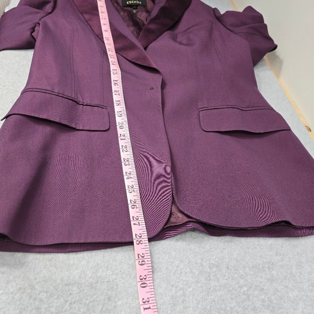 Escada Women Wool Silk Wool Blend Blazer Jacket Purple Size 42 L Office *Flaws - Picture 13 of 16